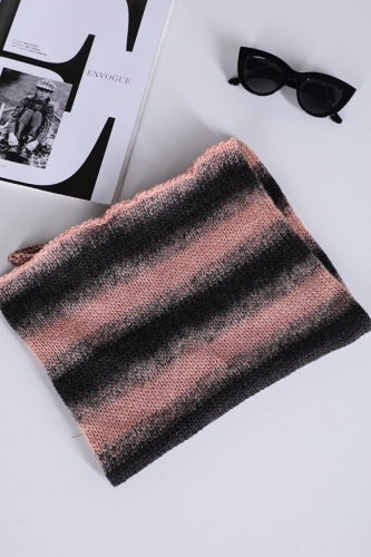 Cappmoda - AKS-17069 Pudra Siyah Şeritli Örgü Boyunluk (1)