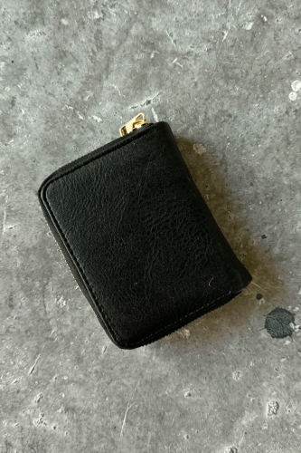 AKS-17093 Siyah Çıtçıtlı Fermuarlı Mini Suni Deri Cüzdan - Thumbnail