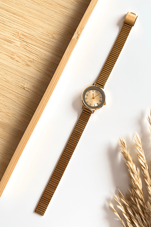 Alen Gold Kadran Çelik Kordon Kadın Kol Saati