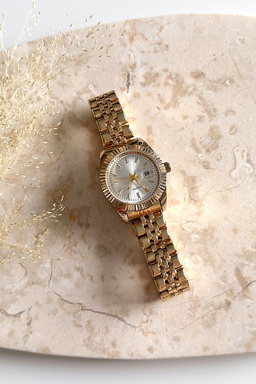 Alira Beyaz Kadran Gold Çelik Kordon Kadın Kol Saati 