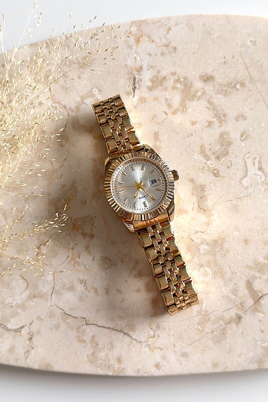 Alira Beyaz Kadran Gold Çelik Kordon Kadın Kol Saati - 1