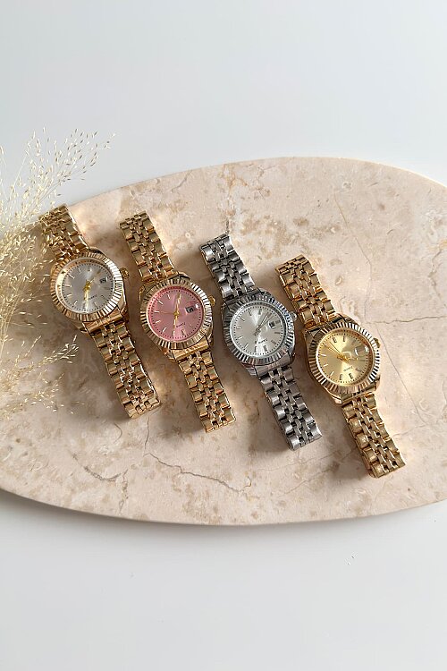 Alira Pudra Kadran Gold Çelik Kordon Kadın Kol Saati - 2