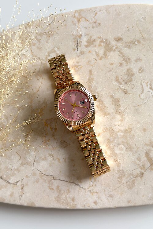 Alira Pudra Kadran Gold Çelik Kordon Kadın Kol Saati - 1