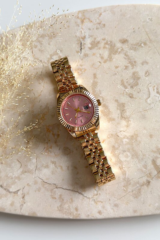 Alira Pudra Kadran Gold Çelik Kordon Kadın Kol Saati - 1