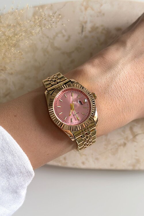 Alira Pudra Kadran Gold Çelik Kordon Kadın Kol Saati - 3