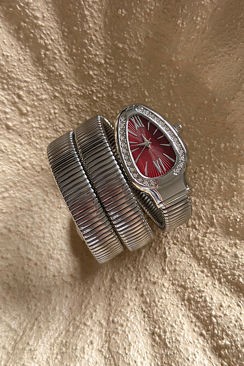 Alix Bordo Kadran Silver Sarmal Kelepçe Kadın Kol Saati 