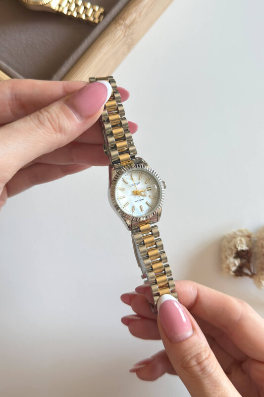 Apex Ekru Kadran Gold-Silver Kadın Kol Saati - 6