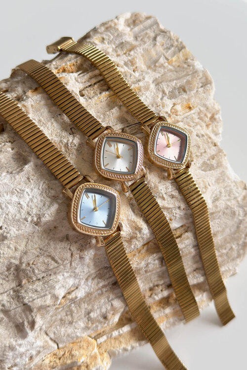 Arlina Beyaz Kadran Gold Çelik Kordon Kadın Kol Saati (1)