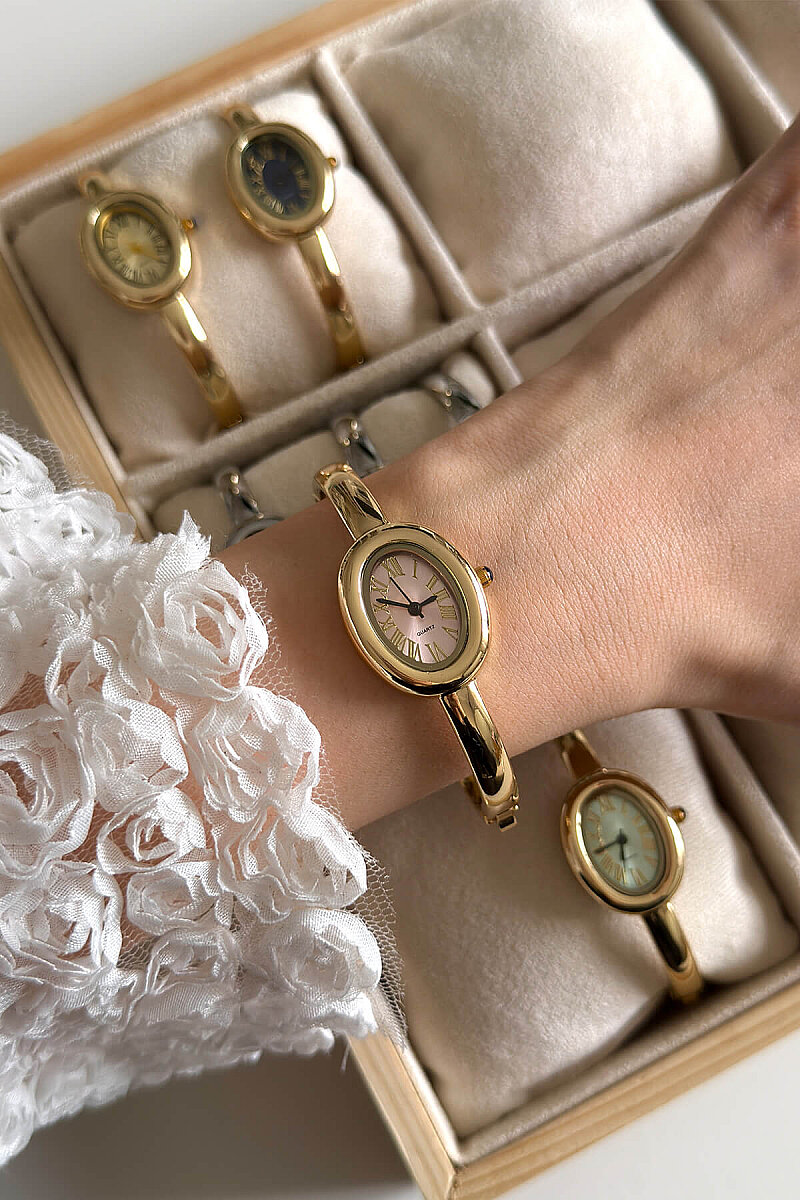 Asia Pudra Kadran Gold Metal Kelepçe Kadın Kol Saati - 1