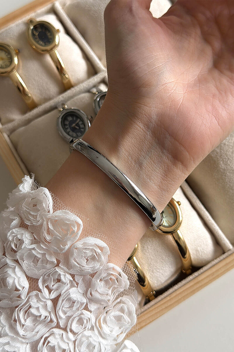 Asia Lacivert Kadran Silver Metal Kelepçe Kadın Kol Saati - 3