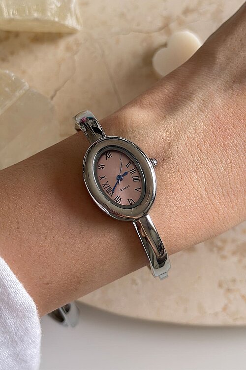 Asia Pembe Kadran Silver Metal Kadın Kol Saati - 3