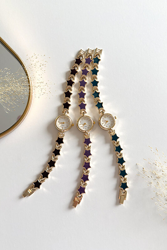 Astra Mor Yıldız Çelik Gold Kordon Kadın Kol Saati - 2