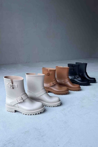 Cappmoda - AYK-1008 Siyah Kemerli Kaymaz Taban Yağmur Botu (1)
