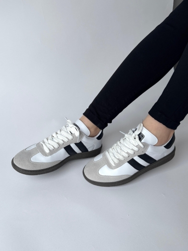 AYK-1014 Beyaz SMB Şeritli Sneaker - Thumbnail