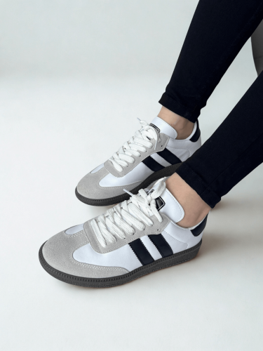 AYK-1014 Beyaz SMB Şeritli Sneaker - Cappmoda