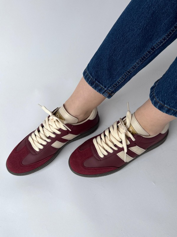 AYK-1014 Bordo SMB Şeritli Sneaker