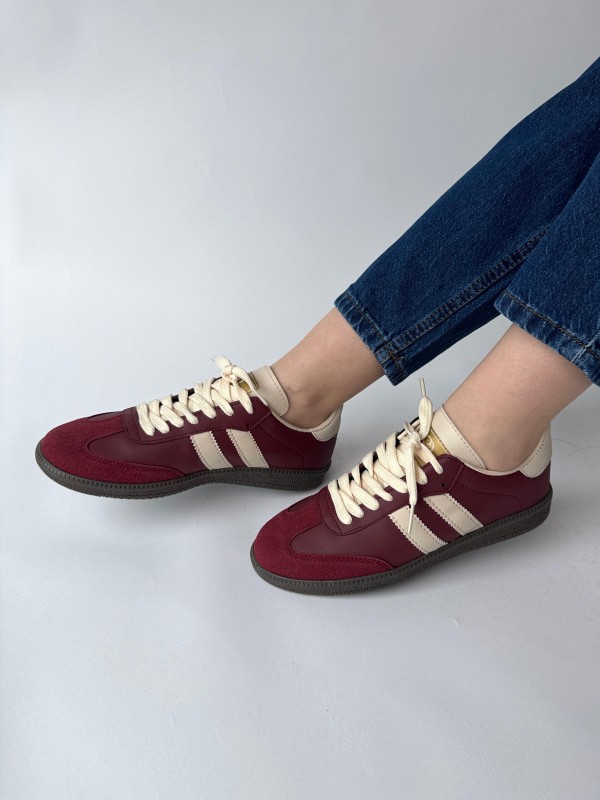 AYK-1014 Bordo SMB Şeritli Sneaker