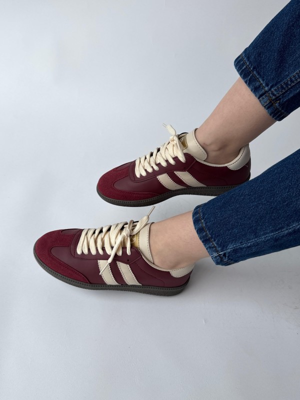 AYK-1014 Bordo SMB Şeritli Sneaker