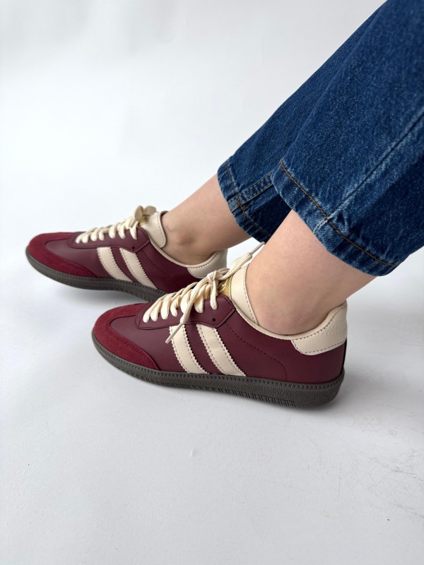 AYK-1014 Bordo SMB Şeritli Sneaker
