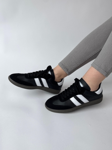 AYK-1014 Siyah SMB Şeritli Sneaker - Thumbnail