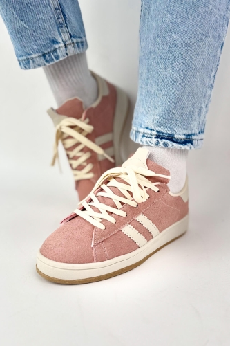 AYK-1019 Pudra Süet Şeritli Muadil Sneaker - Thumbnail