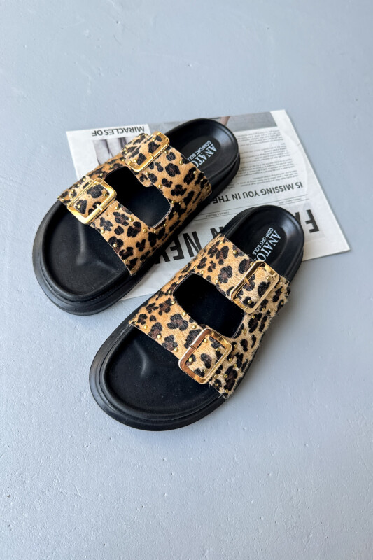 AYK-1020 Leopar Gold Tokalı City Walk Terlik - 2