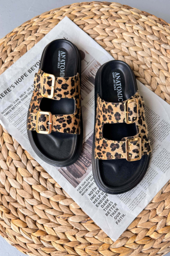 AYK-1020 Leopar Gold Tokalı City Walk Terlik - 3