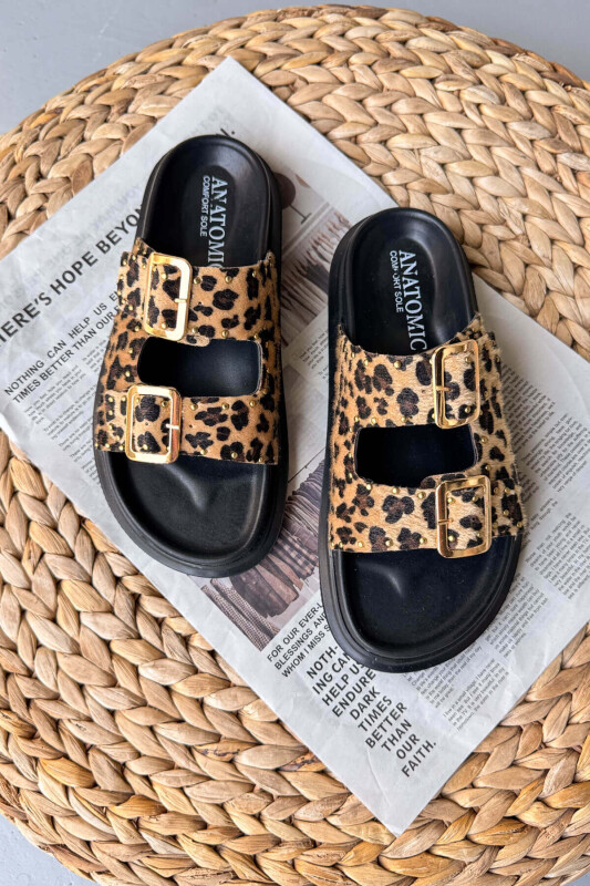 AYK-1020 Leopar Gold Tokalı City Walk Terlik - 3