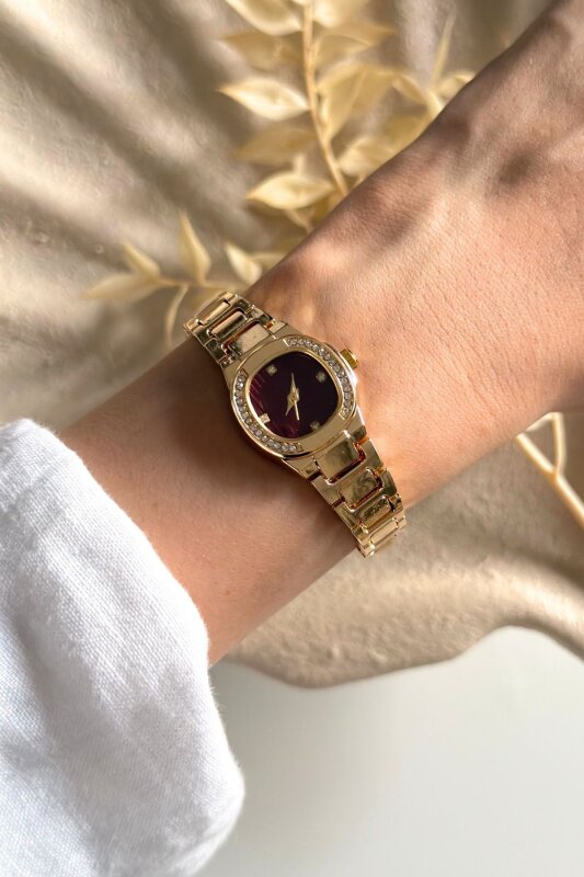Blase Bordo Kadran Gold Kadın Kol Saati - 4