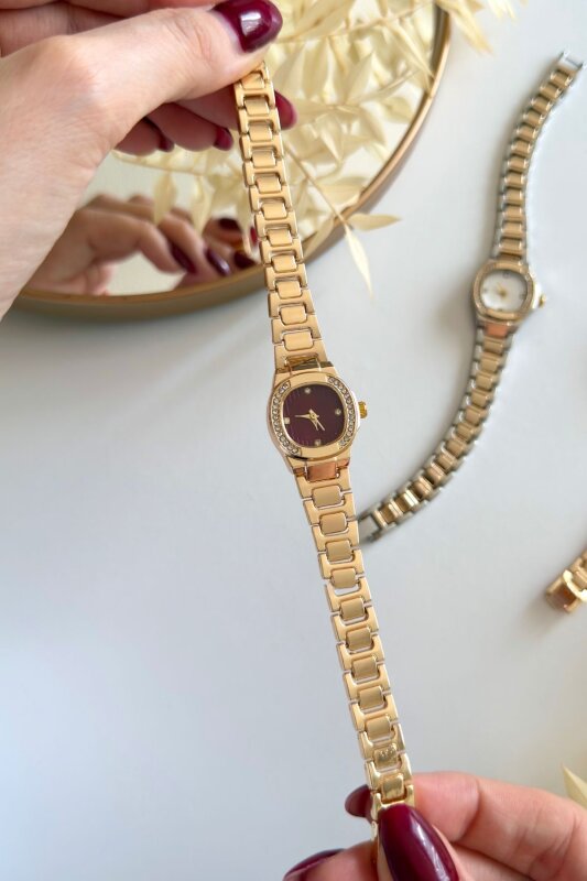 Blase Bordo Kadran Gold Kadın Kol Saati (1)