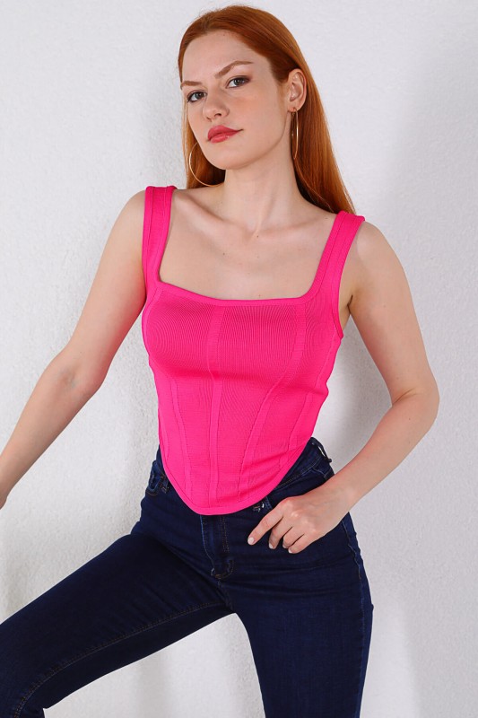BLZ-06191 Pembe Askılı Korse Bluz