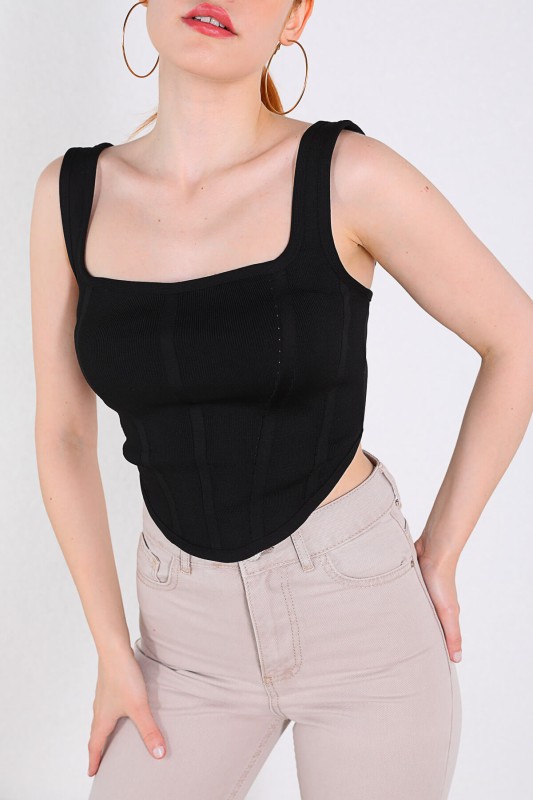 BLZ-06191 Siyah Askılı Korse Bluz