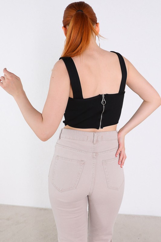 BLZ-06191 Siyah Askılı Korse Bluz