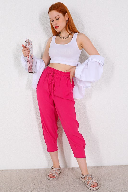 BLZ-06193 Beyaz Kaşkorse Askılı Crop Bluz