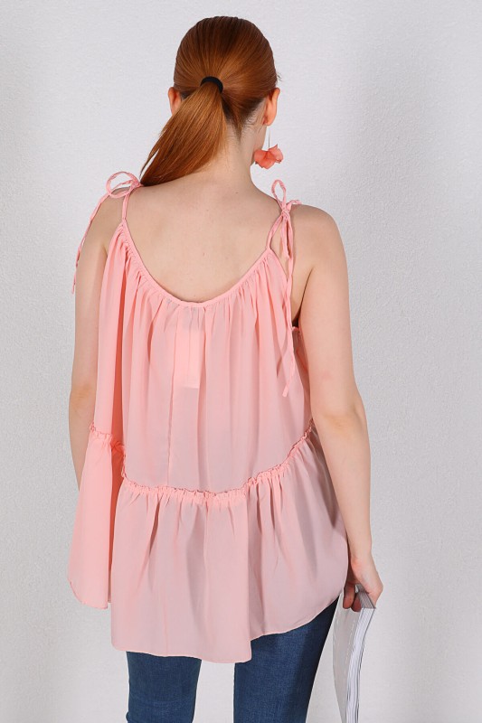 BLZ-06194 Pudra Askılı Kat Kat Şifon Bluz