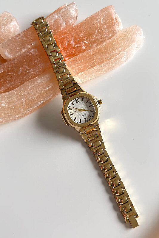 Cali Beyaz Kadran Gold Çelik Kordon Kadın Kol Saati - 1