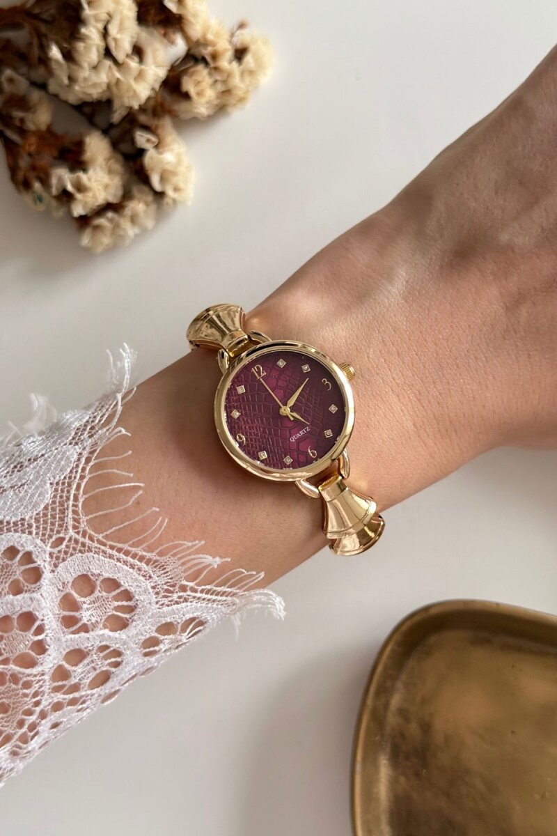 Carca Bordo Kadran Gold Kadın Kol Saati - 1