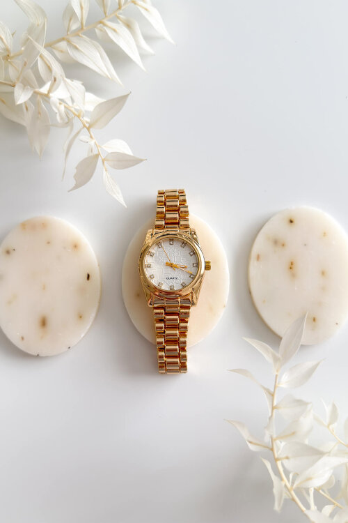 Carol Beyaz Kadran Gold Kordon Kadın Kol Saati 