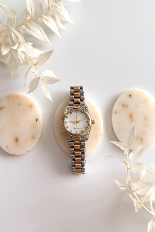 Carol Beyaz Kadran Silver-Gold Kordon Kadın Kol Saati 