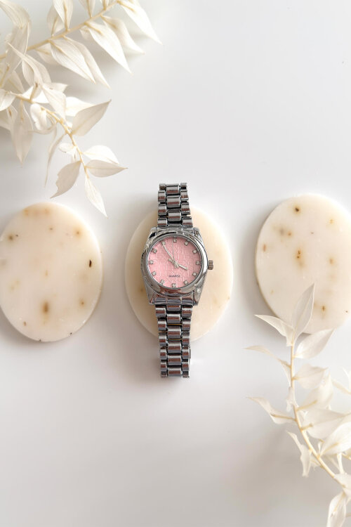 Carol Pembe Kadran Silver Kordon Kadın Kol Saati 