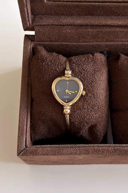 Carrie Lacivert Kadran Kalp Formlu Gold Hasır Kordon Kadın Kol Saati - 1