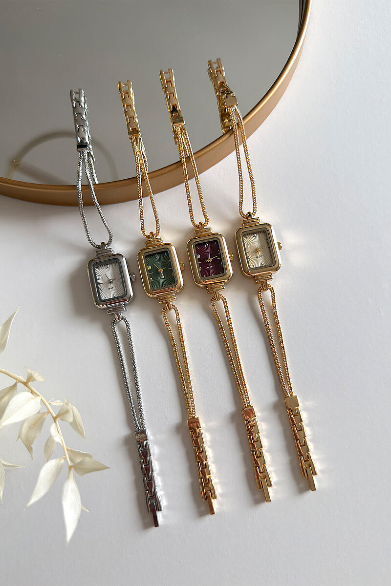 Celesi Yeşil Kadran Gold Metal Kordon Kadın Kol Saati - 2