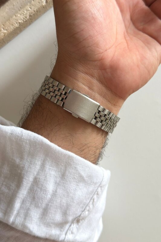Çelik Peps Siyah Mavi Döner Bezel Erkek Kol Saati - 4