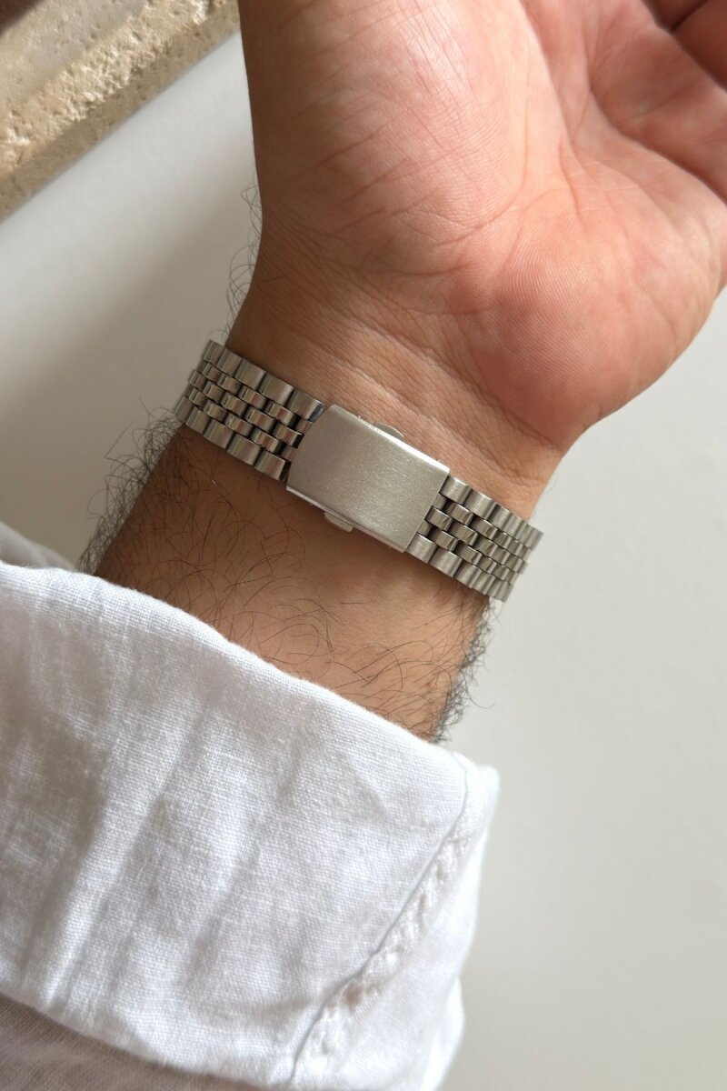 Çelik Peps Siyah Mavi Döner Bezel Erkek Kol Saati - 4