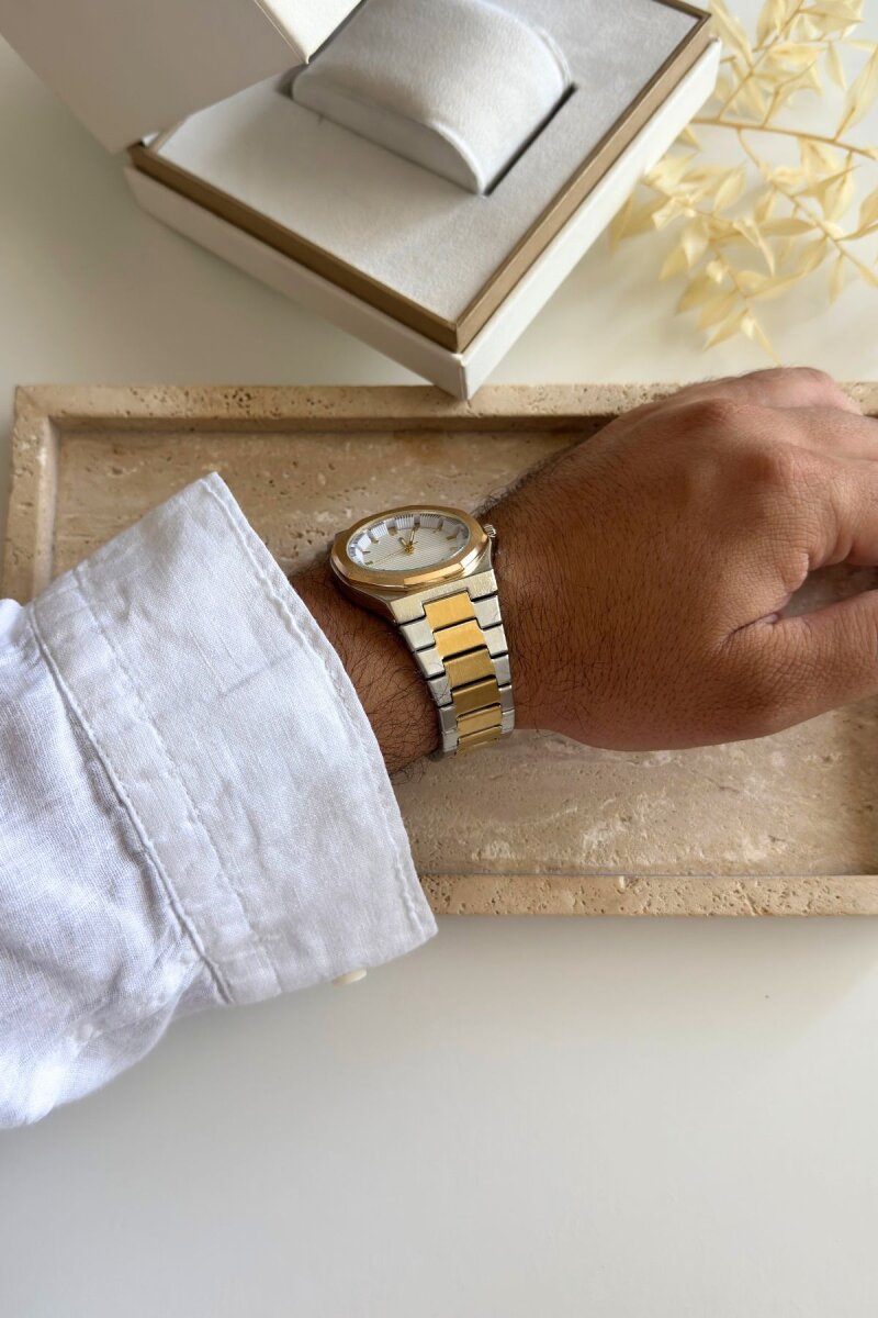 Çelik Vista Beyaz Gold Silver Erkek Kol Saati - 4