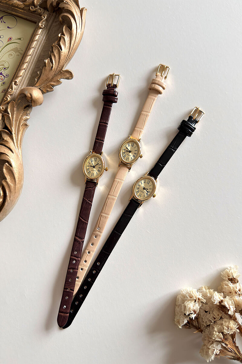 Chic Siyah Deri Kordon Gold Kadran Kadın Kol Saati - 2