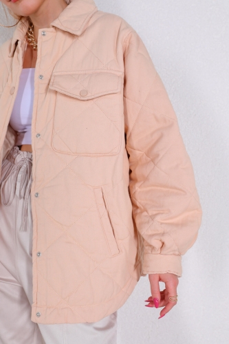 Cappmoda - CKT-12365 Vizon Baklava Desen Cepli Astarlı Ceket (1)