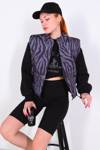 Cappmoda - CKT-12377 Füme Zebra Desenli Şişme Yelek (1)
