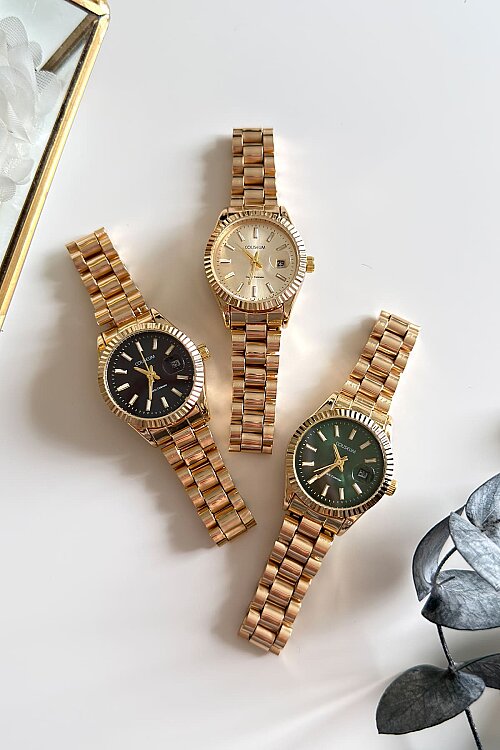 Clyra Siyah Klasik Yuvarlak Kadran Gold Çelik Kordon Kadın Kol Saati - 2