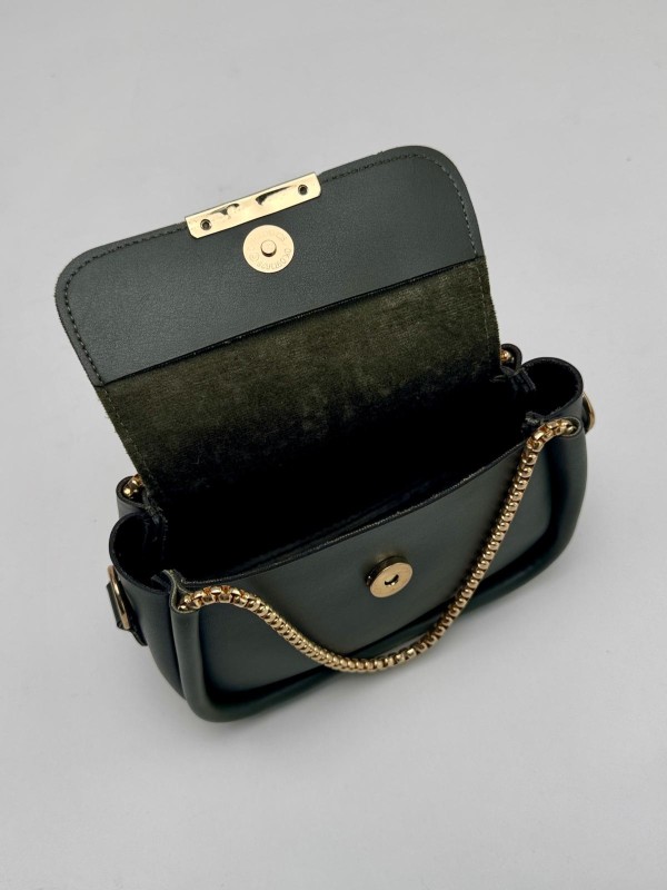 ÇNT-3016 Haki Zincir Askılı Suni Deri Crossbody Omuz Çantası